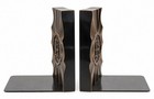 Art Deco Monogram Metal Bookends Set Of 2  Black   Bronze Metallic Finish