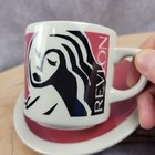Revlon Coffee Mug Cup Woman Multi-color Make-up Holder Small 1980 s With Saucer