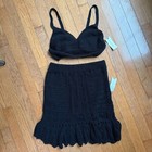 Nwt By Anthropologie Black Crochet Knit Skirt Bralette Top Set 100  Cotton Small