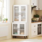 Kitchen Pantry Cabinet  Freestanding Storage Cupboard With Fluted Doors  White