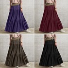 Womens Boho Vintage Long Maxi Skirt Ladies High Waist Beach Ruffle Swing Dress