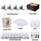 Professional Complete Tattoo Kit 4 Machine Guns 54 Ink Power Supply Grip Needles