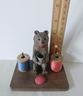 Black Forest Bear Sewing Antique Thimble Holder Pin Cushion 1890s Switzerland