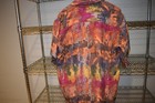 Robert Stock Vtg 100  Silk Eclectic Abstract Short Slv Shirt Men s Large