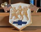 Chevrolet Bowtie Emblems Spirit Of 76 Shield Fife And Drum Trio Patriotic-- Rare