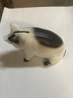 Vintage 5    Sitting Pig Money Bank  Coins And Dollars Nice Spotted Black White