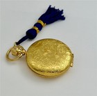 Vintage Estee Lauder Golden Moments Pocket Watch Powder Compact With Blue Tassel