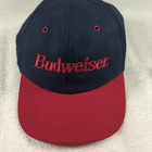 Vintage 90s Budweiser Snapback Hat Cap Blue Red Embroidered Made In Usa