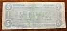 1864  5 Five Dollars Confederate States Of America Note Currency  free Shipping 