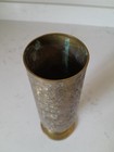 Vintage Solid Brass Vase Hand Etched Floral leaf Design Large 10  Made In India