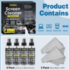 Screen Cleaner Spray 16oz  4oz X 4 Pack  - Tv   Computer Screen Cleaner 2 Cloths