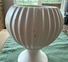 Vintage Off White Floraline Usa Pedestal Pottery Planter Vase