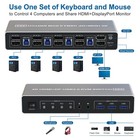 Kvm Switch 4 Computers 2 Monitors 4k 60hz Displayport Hdmi Usb 3 0 Audio Mic