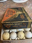 Vintage Reproduction Golf Box With 12 Old Antique Balls Great Graphics Display