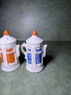 Vintage Teapot Salt And Pepper Shakers Set Ceramic Coffee Pot Novelty Japan