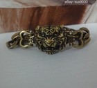 Vintage Tiger Head Men Bracelet  Solid Brass Copper Chain