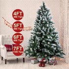 Flocked Artificial Christmas Tree W  Pine Cones Bushy Snow Covered Xmas Decor