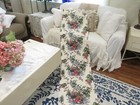 Stunning Floral W Birds On Light White Barkcloth Amazing Colors For Pillows X2