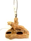 Vintage Mcm Ceramic Tiger Lamp And Planter Brown