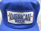 Vintage American Beer Hat Cap Snap Back Blue Trucker Patch Advertising Mens 80s