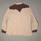 Vtg H Bar C California Ranchwear Embroidered Rockabilly Pearl Brown Shirt 16 1 2