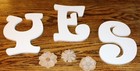    9  Home Accents White Wooden Wall Yes Letters Burlap Flowers Engagement Wedding
