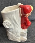 Vintage Norcrest Pixie Elf Sitting On A Wood Stump Planter Figurine 4 1 2  X 4