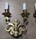 Pair Vintage Solid Brass Candelabra Wall Sconces