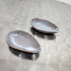 Studio Art Sk Pottery Spoon Rest Set Of 2 Signed  Glazed Brown 4  Trinket Trays