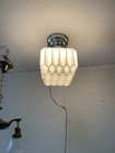 Antique Vintage Art Deco Ceiling Light Fixture Skyscraper Schoolhouse Porceleir