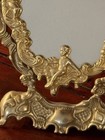 Vtg French Brass Gilt Vanity Mirror Swivel Cherub Frame Ornate Baroque