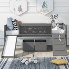 Twin Size Loft Bed Wood Bed With Two Storage Boxes - Gray  Old Sku  Lp000075aae