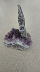 Vintage Pewter Wizard On Amethyst With Crystal- Miniature