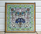 24 25  X 24 25  Tiffany Style Stained Glass Window Panel Jeweled Glass Qa104