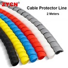 2m Spiral Cable Wire Protector Wrapping Sleeve Line Organizer Tube Cover Plastic