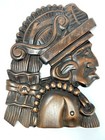 Vintage Pair Honduran Tribal Chief Wood Carving Wall Hanging Signed 13    X 10   