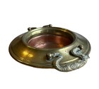 Antique Hand Hammered Copper Brazier With Brass Handles 