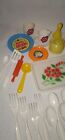 Vintage  60s 70s Kids Play Dishes Utensils Forks Spoons Kitchen Misc Set Lot
