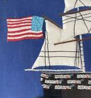 Sailor   s Woolie Clipper Ship Wool Work Trapunto Embroidery Folk Art Rare Vintage
