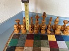 Vintage Hand Painted Wooden Chess Set Complete Ussr Soviet Style Folk Art
