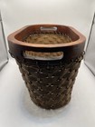 Vintage Market Basket Solid Wooden Top Ring  Woven Sides Large