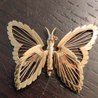 Monet Gold Tone Butterfly Vintage Brooch Pin Signed Fashion Jewelry