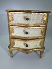 Vintage Italian Baroque Gilt Wood Distressed Miniature Chest Drawers Jewelry Box