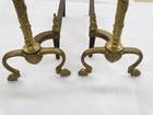 Antique Cast Brass Neoclassical Torchiere Flame Top 21  Fireplace Andirons