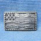 American Flag Belt Buckle Western Scroll   Stars Cowgirl Cowboy Vtg 90s   tyc920