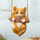 Resin Cute Swing Small Cat Sculpture Outdoor Garden Home Office Room Hanging    