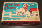 Vintage Japan Tin Toy Ride  em Rider Cowboy Horse Wind Up Toy Working W box