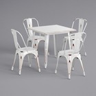 31 5   Square Distressed White Metal Restaurant Table Set With 4 Chairs