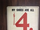 Antique Ephemera Advertising Cardboard Store Display Sign Jim Clarke  4 Shoes