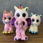 Ty Beanie Boo Lot Unicorn   Elephant Pixy Fantasia Blitz Eva Plush 6-9   